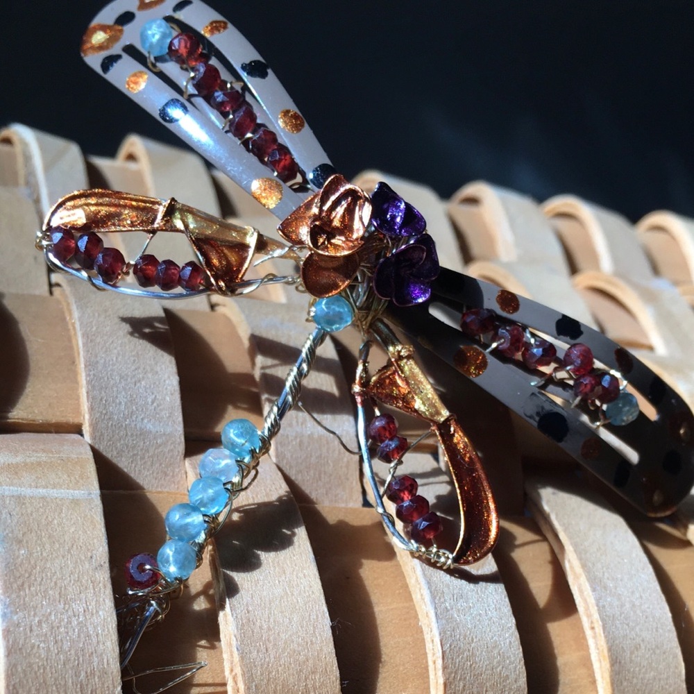 One of a kind, artisan made dragonfly pendant.